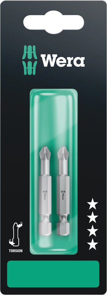Wera 855/4 Torsion Pozi Bit PZ 2x50mm 2 Pce 134385