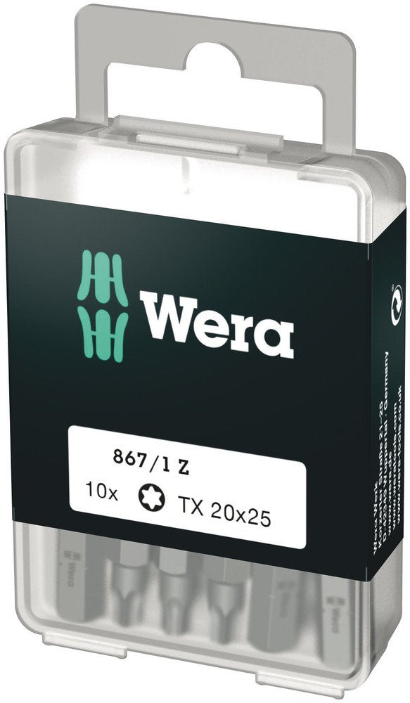 Wera 867/1 DIY TorxÂ® Bits TX20x25mm 10 Pack 072408