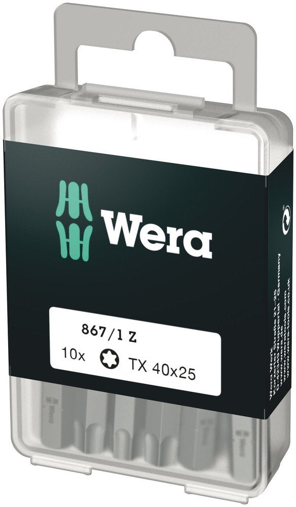 Wera 867/1 DIY TorxÂ® Bits TX40x25mm 10 Pack 072412