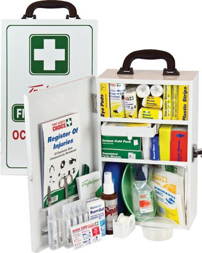 Brady Wallmount Metal National Workplace First Aid Kit, H385mm x W240mm x 115mm Diameter, White Case
