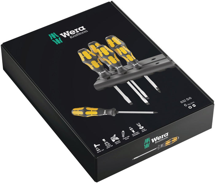Wera 932 S/6 Screwdriver Set Chiseldriver And Rack 6 Pce 018283