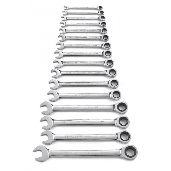 GearWrench 16 Pc. 12 Point Ratcheting Combination Metric Wrench Set