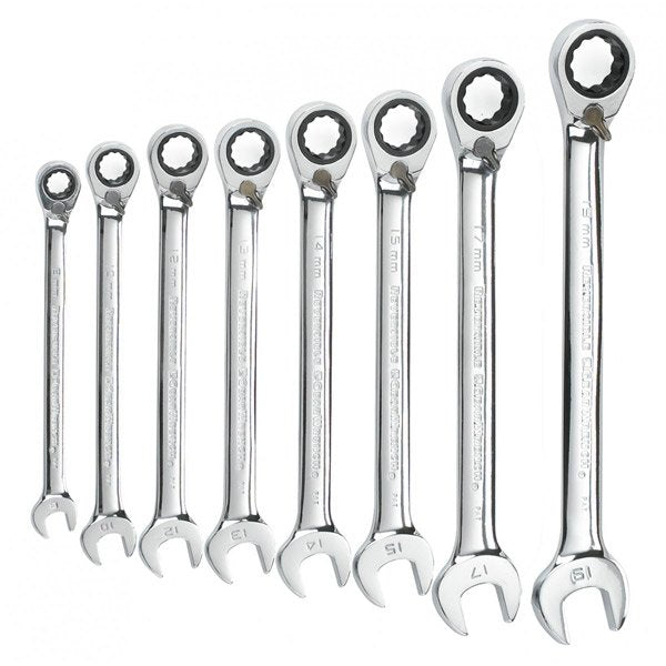 GearWrench 8 Pc. 12 Point Reversible Ratcheting Combination Metric Wrench Set