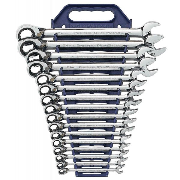 GearWrench 16 Pc. 12 Point Reversible Ratcheting Combination Metric Wrench Set