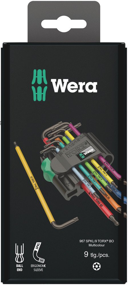 Wera 967/9 Multicolour Ball End Torx & Security Torx L-Key Set 9 Pce 073599