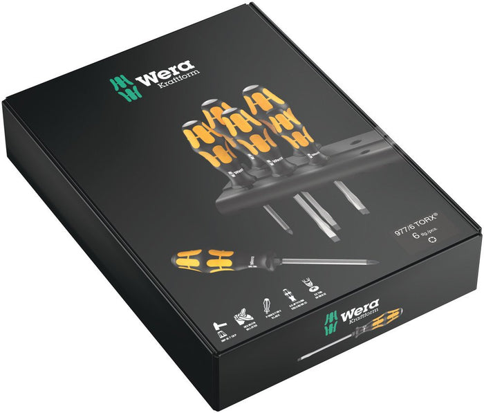 Wera 977/6 TorxÂ® Screwdriver Set Chiseldriver And Rack 6 Pce 024410