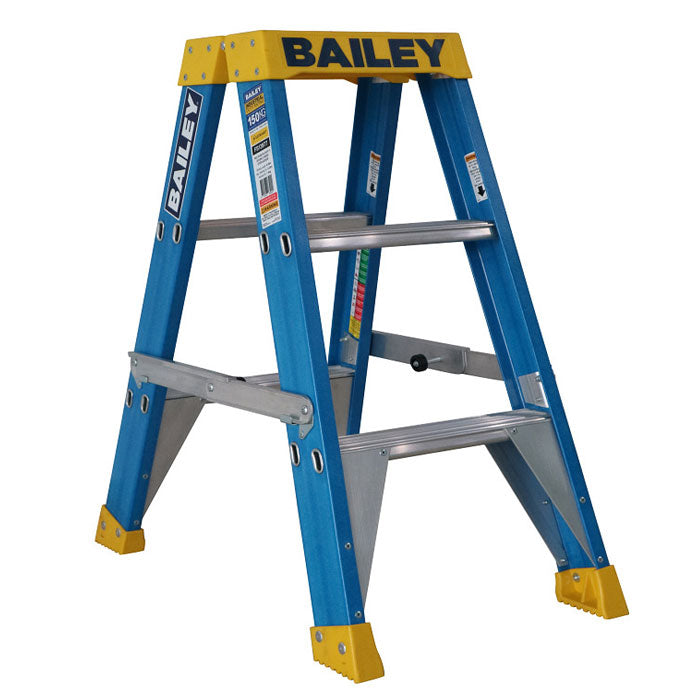 Bailey 3 Step Pro Fibreglass Double Sided Stepladder 0.9m