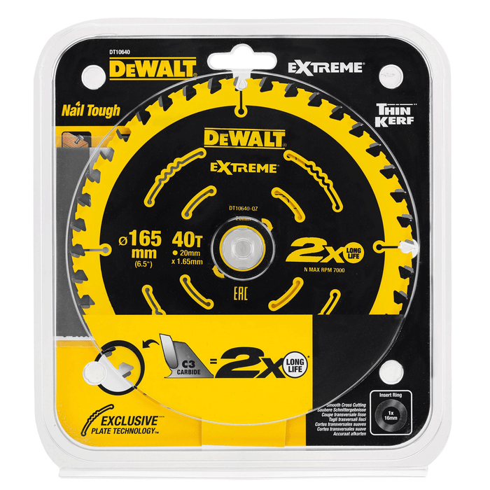 Dewalt Saw Blade Extreme 165mm x 40T (20mm Bore)