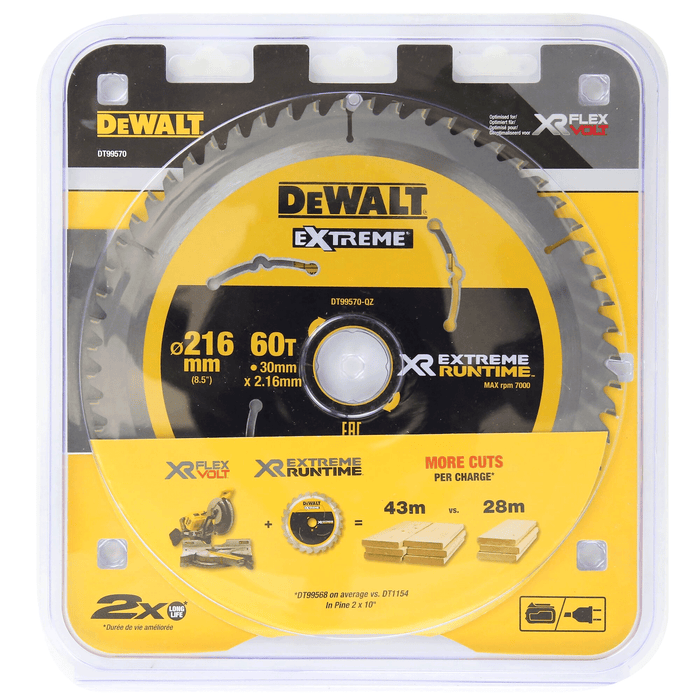 Dewalt Saw Blade XR Extreme Runtime 216mm x 60T (30mm)