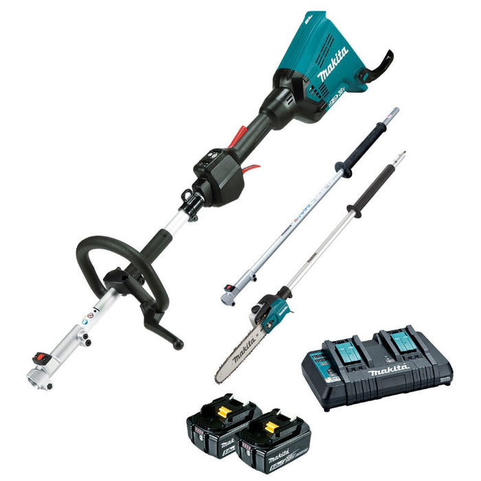 Makita 2 x 18V Brushless Multi-Function Powerhead & Pole Saw Kit DUX60PSPT2