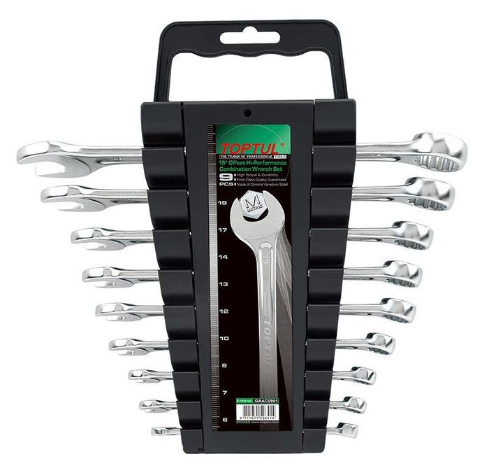 Toptul 9 Pce 15Â° Offset Hi-Performance Combination Spanner Set Metric