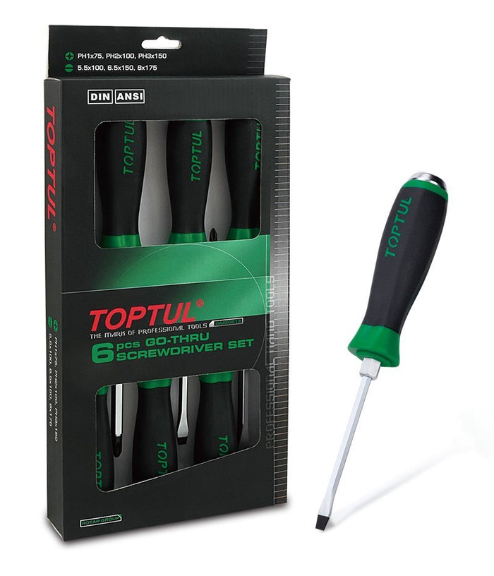 Toptul 6 Pce Go-Thru Slotted & Phillips Screwdriver Set