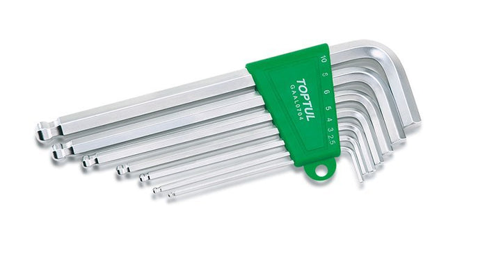 Toptul 7 Pce Long Ball Point Hex Key Wrench Set