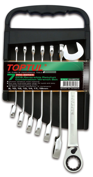 Toptul 7 Pce Reversible Ratchet Combination Spanner Set Metric