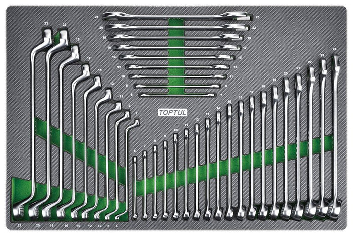 Toptul 37 Pce Combination, Double Open End & Double Ring Spanner Set (Modular Insert Tray System)