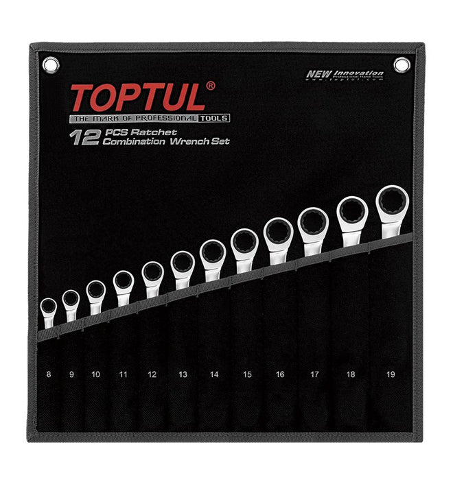 Toptul 12 Pce Ratchet Combination Spanner Set Metric