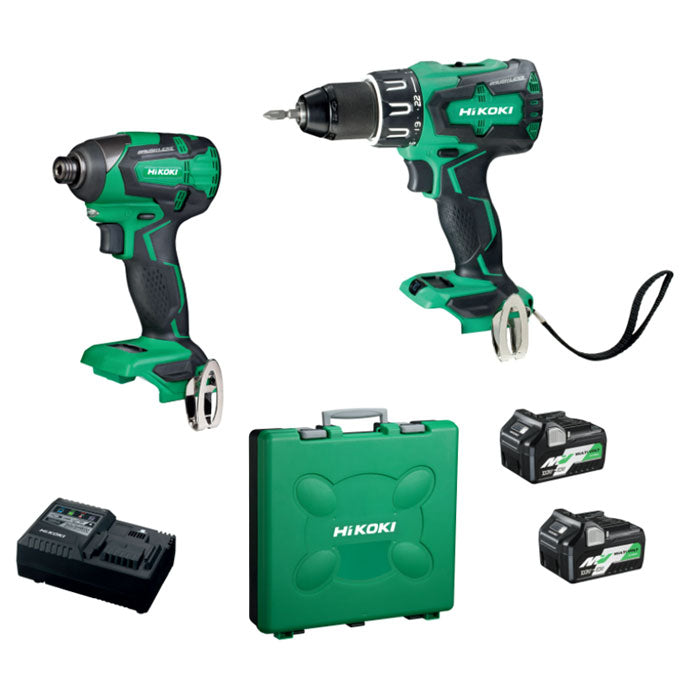 Hikoki 2Pce 18V Brushless Slide Impact Driver Drill / Impact Driver Combo Kit