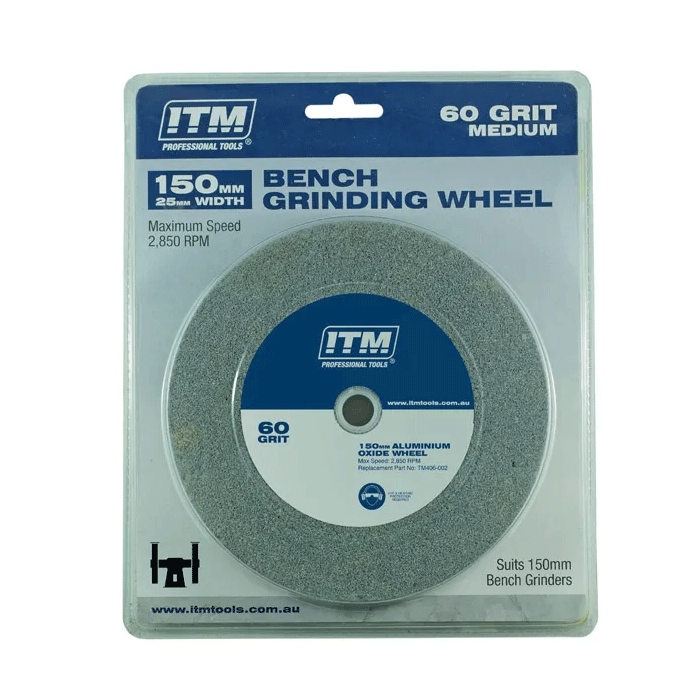 ITM Bench Grinding Wheel Aluminium Oxide 150 x 25mm 60 Grit Medium