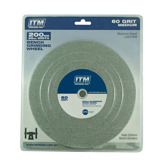 ITM Grinding Wheel Aluminium Oxide 200 x 25mm 60 Grit Medium