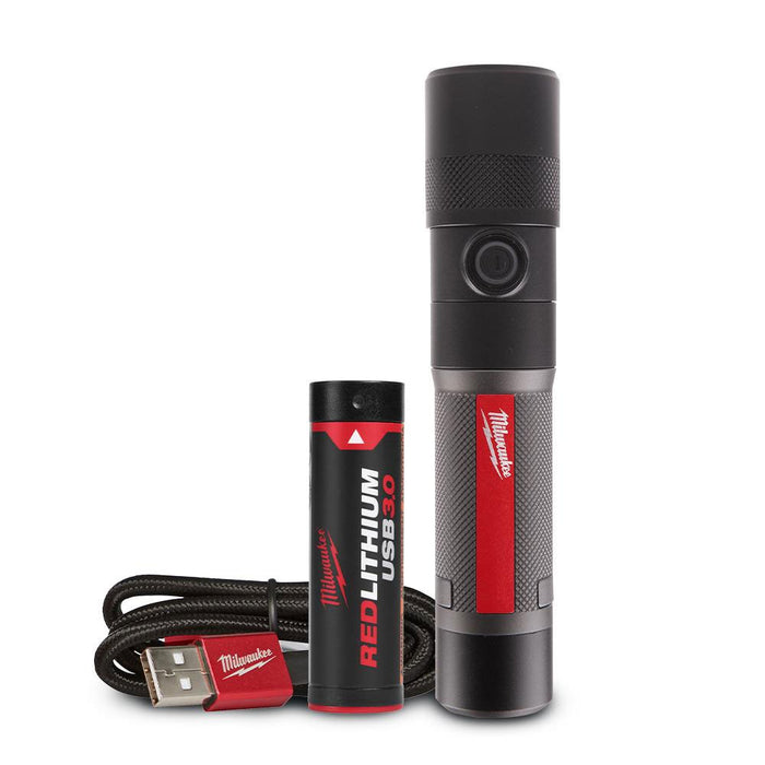 Milwaukee REDLITHIUM™ USB Rechargeable 1100L Twist Focus Flashlight 3.0Ah Kit