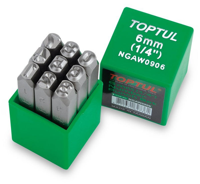 Toptul 9 Pce Number Punch Set 6mm 9.52x67mm