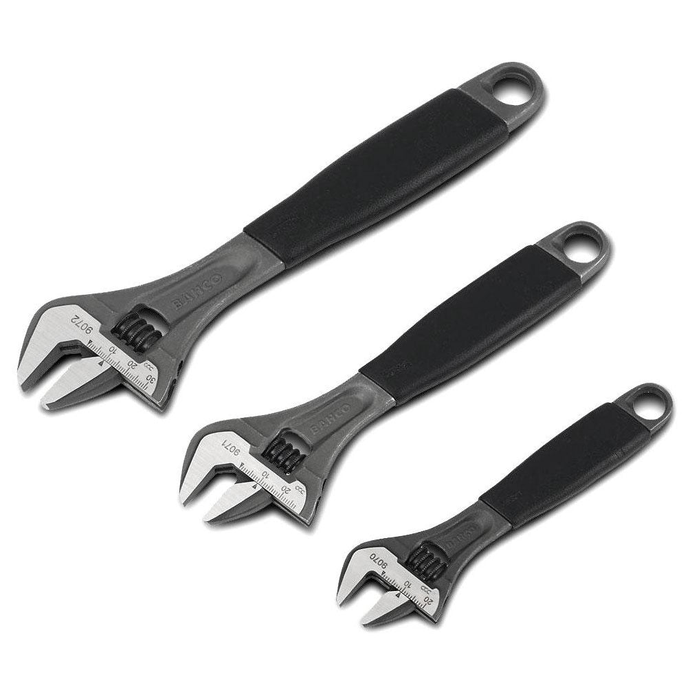 Bahco 3 Piece Adjustable Wrench Wide Jaw Set Sizes 6"/8"/10" For Sale