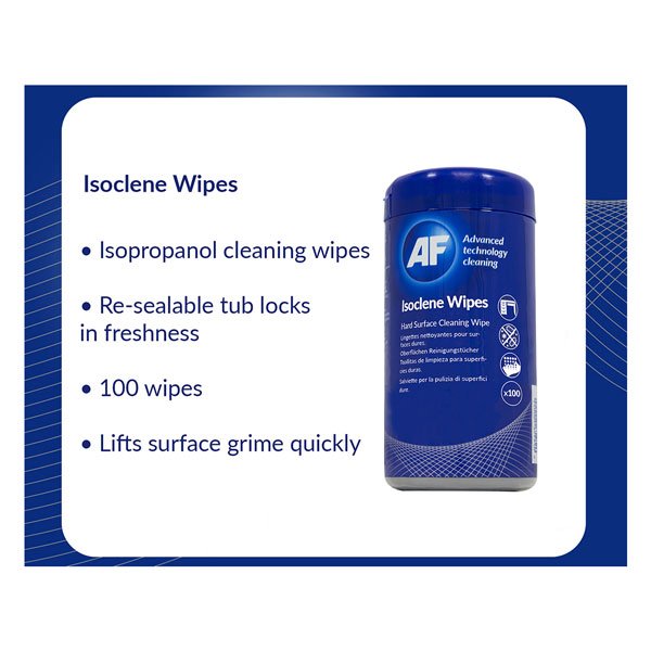 AF Isoclene Isopropyl Alcohol (IPA 70%) Wipes - Tub of 100
