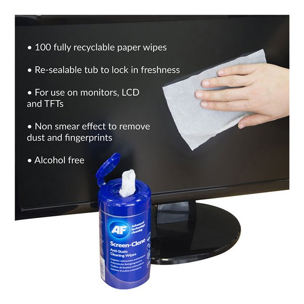 AF Screen-Clene Wipes - Tub of 100 Screen Cleaning Wipes