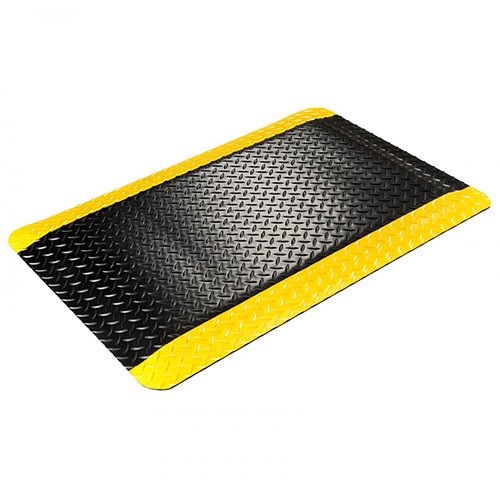 Brady Anti-Fatigue Ergonomic Mat, L900mm x W600mm, Vinyl, Yellow/Black