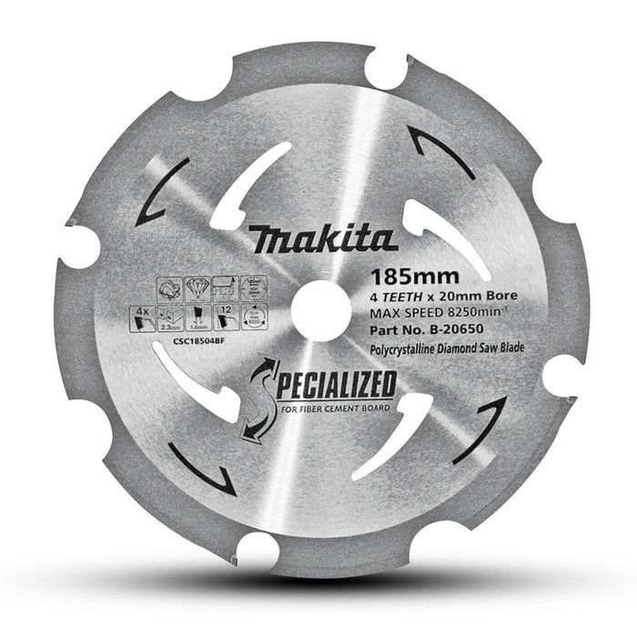 Makita PCD Fibre Cement Cutting Saw Blade 185mm x 20mm x 4T