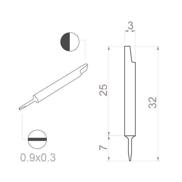 Bernstein Ceramic Blade Bit, 0.90 x 0.30mm, Slotted