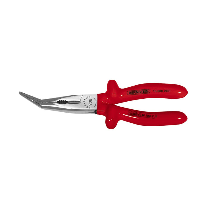 Bernstein VDE-Telephone Plier, 200 mm, Bent Jaw, Gripping Surfaces Serrated