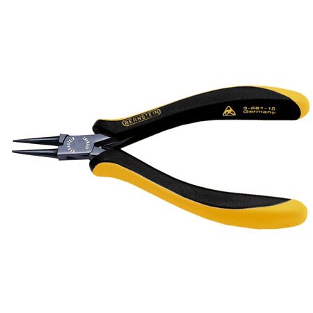 Bernstein Round Nose Plier, 10 mm Head Width, Short Plain Jaw