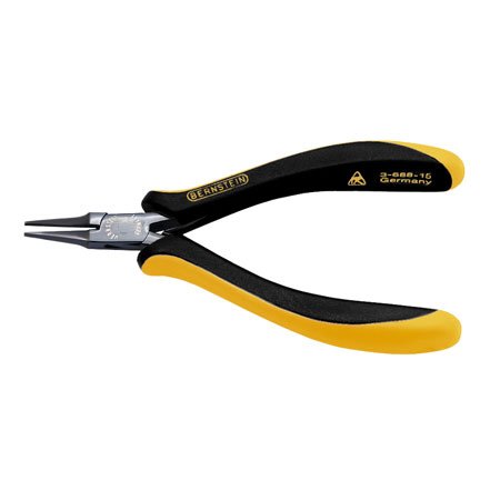 Bernstein Flat Nose Plier, 10 mm Head Width, Short Plain Jaw, Ultra Slim Pointed