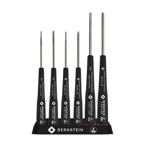 Bernstein Screwdriver Set, Slotted and Cross Recess, 6-Pieces