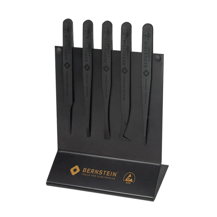 Bernstein ESD Tweezer 5-Pieces Set, Plastic