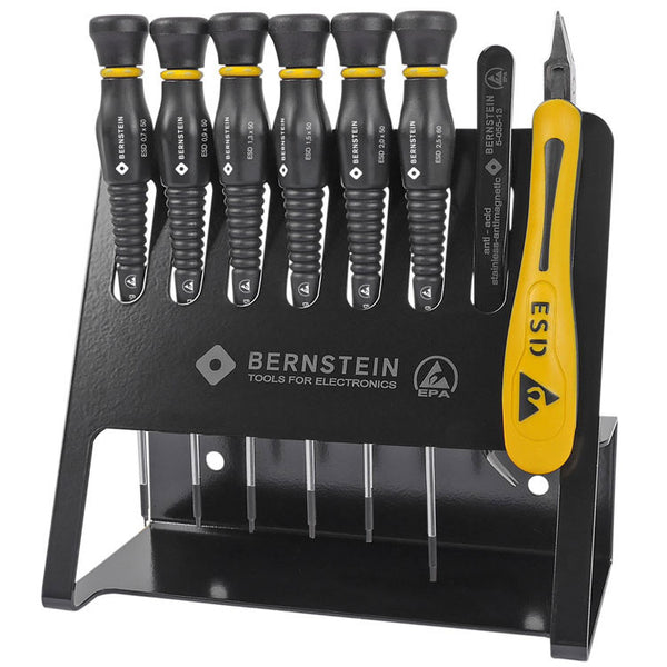 Bernstein ESD Pin Wrench Screwdriver Set with Tweezers & Side Cutters VARIO 8 Piece