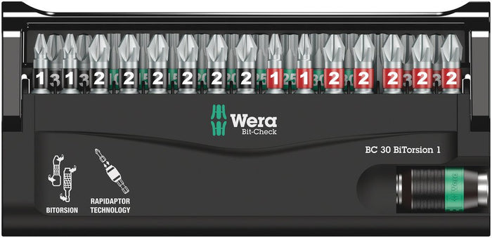 Wera Bit-Check 30 BiTorsion PH/PZ/TX Insert Bit Set 30 Pce 057430