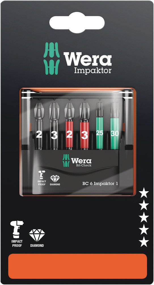 Wera Bit-Check Impaktor Bit Set 6 Pce 073890