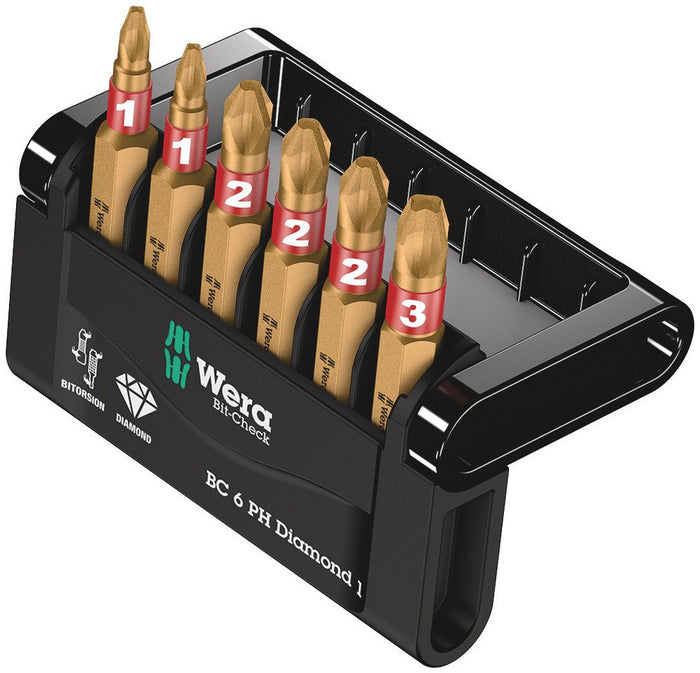 Wera Bit-Check 6 PH Diamond Power Bit Set 6 Pce 057404
