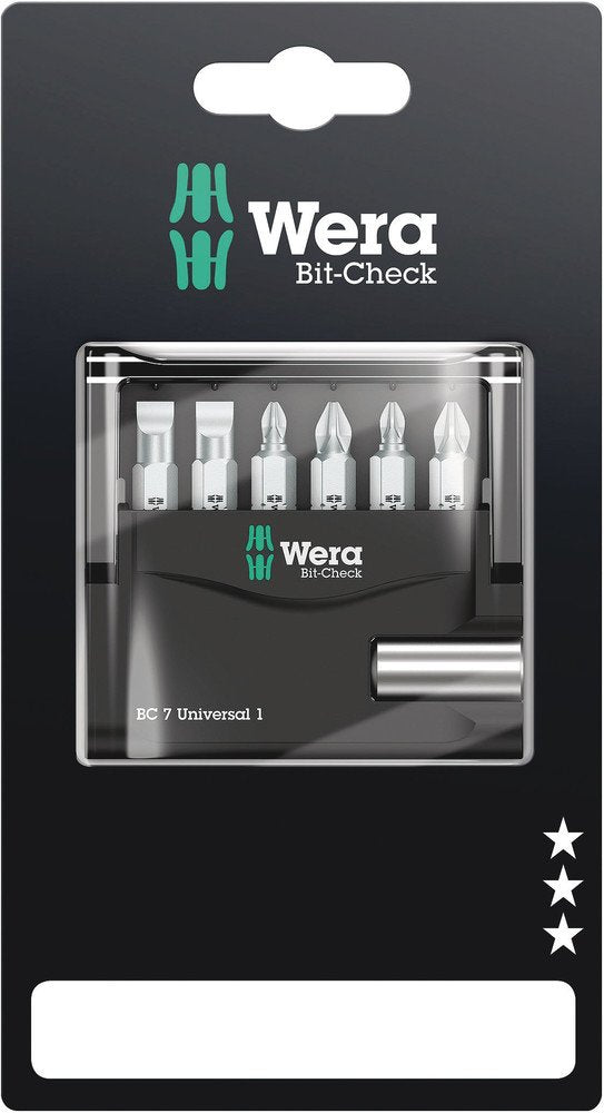 Wera Bit-Check 7 Universal + 6 Hex Bits 073406
