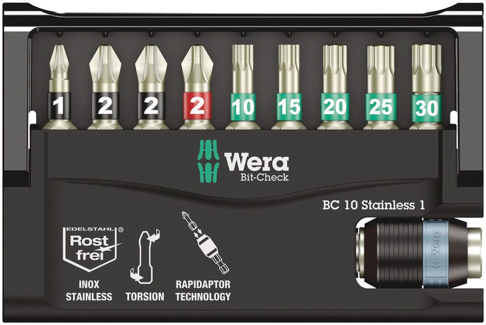 Wera Stainless Steel Bit-Check Set 10 Pce 071110