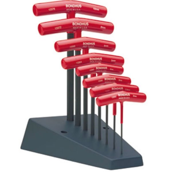 Bondhus 8pc Hex T-Handles 2-10mm with Stand Graduated Length 13389