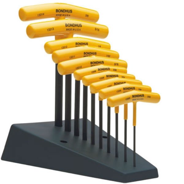 Bondhus 10pc Hex T-Handles with Stand 3/32-3/8