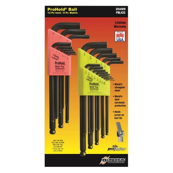 Bondhus 22pc ProHold L-Wrench Ball End Multipack 20499