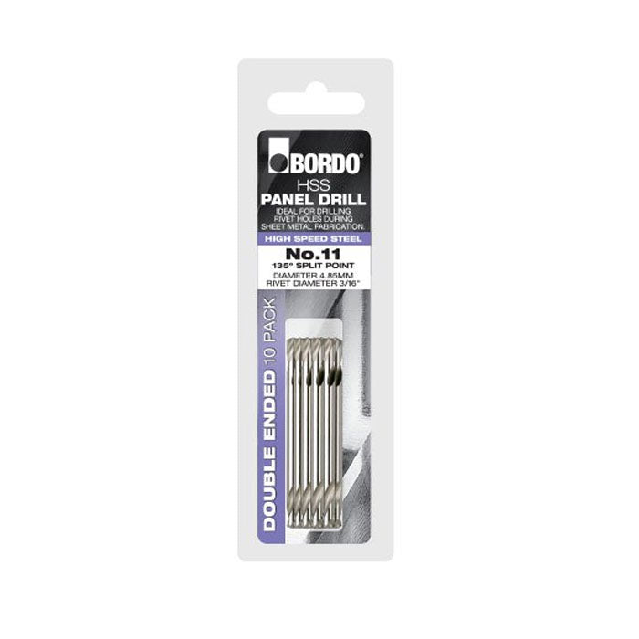 Bordo No.11 Bright Double Ended HSS Panel Drill Bits, 10 Pack
