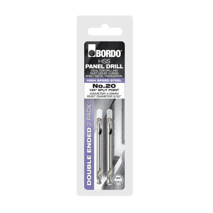 Bordo No.20 Bright Double Ended HSS Panel Drill Bits, 2 Pack