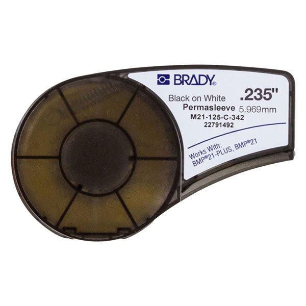 Brady PermaSleeve Marker, 5.97mm x 2.13m Black on White