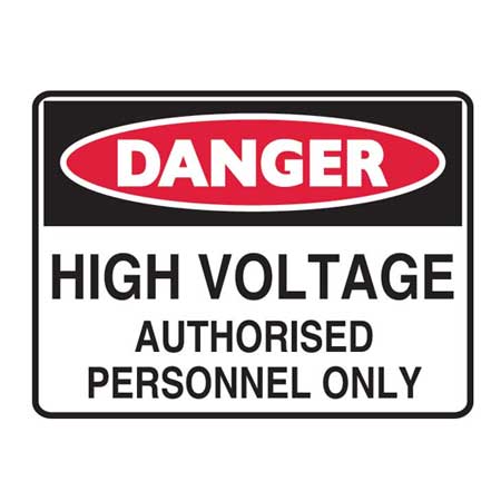 Brady Danger High Voltage Authorised Personnel Only, H225mm x W300mm, Polypropylene, White/Red/Black