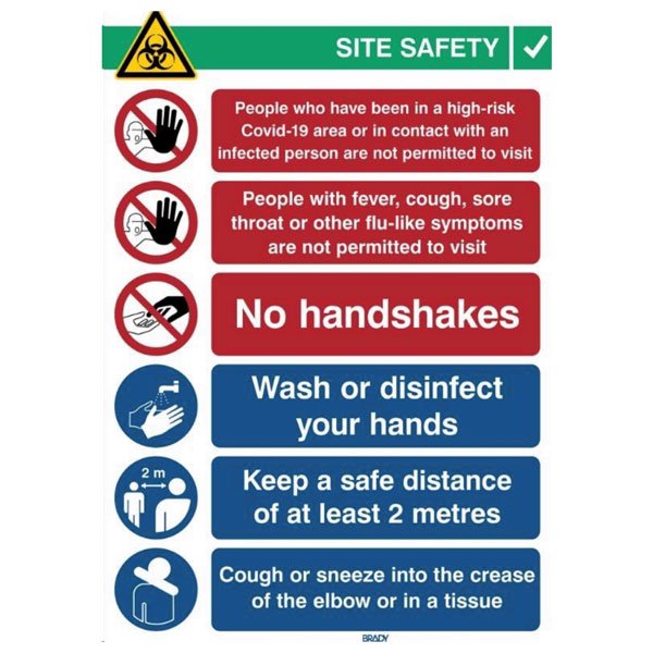 Brady Custom COVID-19 Metal Site Safety Sign 600x450mm